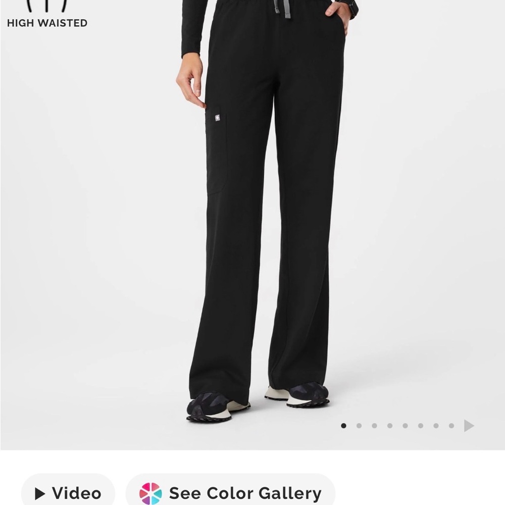Figs Black High Waisted Isabel Wide Leg - Petite Scrub Pant